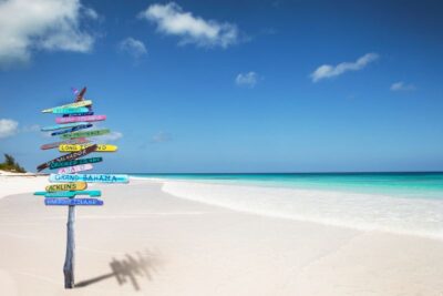 Bahamas beach sign